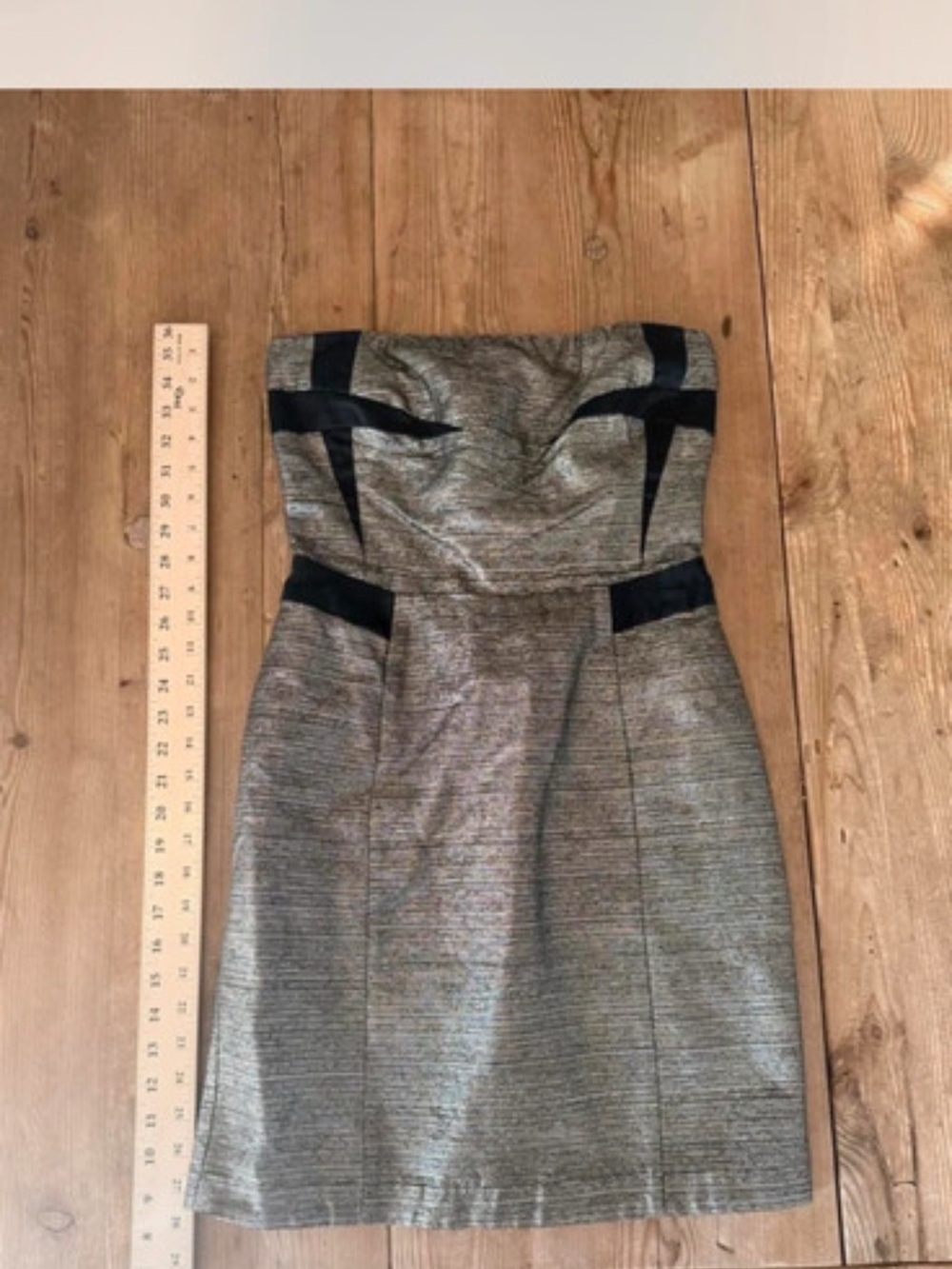 See By Chloe Strapless Heathered Gray Mini Dress with Black Trim